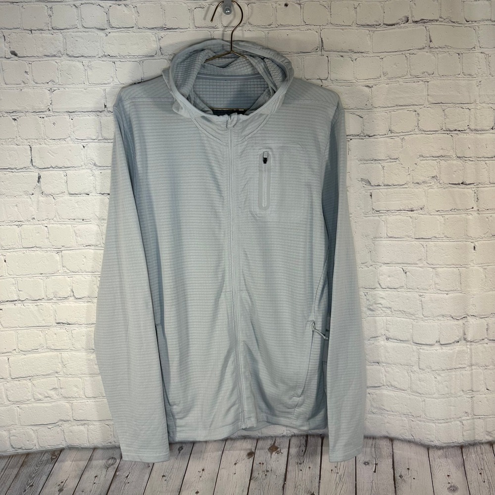 NWOT Ten Thousand Full Zip Hoodie Mens Light Blue Grid Fleece Jacket L